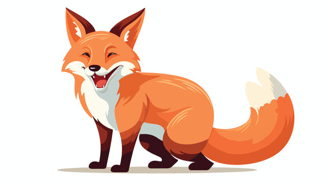 Flat color style cartoon grinning fox flat vector