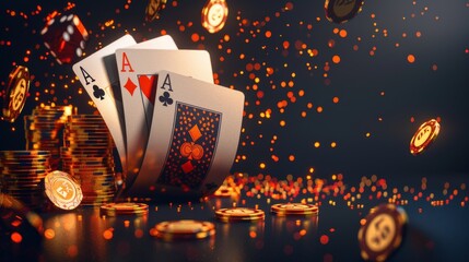 Playing cards with bokeh background, gambling concept.
