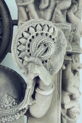 Ancient stone carvings at UNESCO World Heritage site, Khajuraho temples, Madhya Pradesh, India.