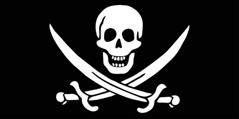 Jolly Roger. Vector background of a skeleton with sabers.
