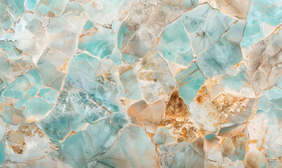 Abstract beige turquoise marbled stone, marble mosaic tile wallpaper texture, Generative AI