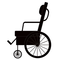 Silhouette de fauteuil roulant sur fond blanc
