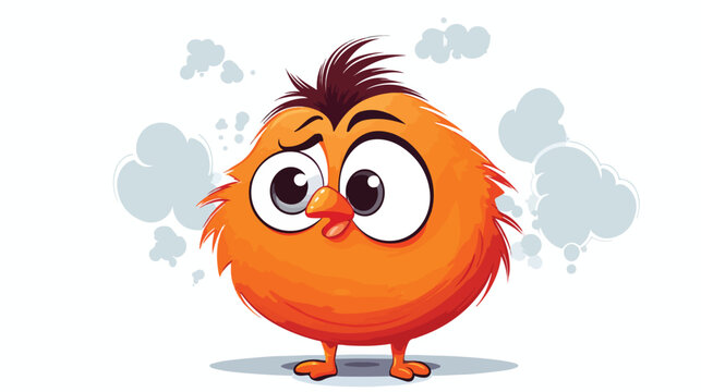 Funny cartoon bird with thought bubble flat vector 