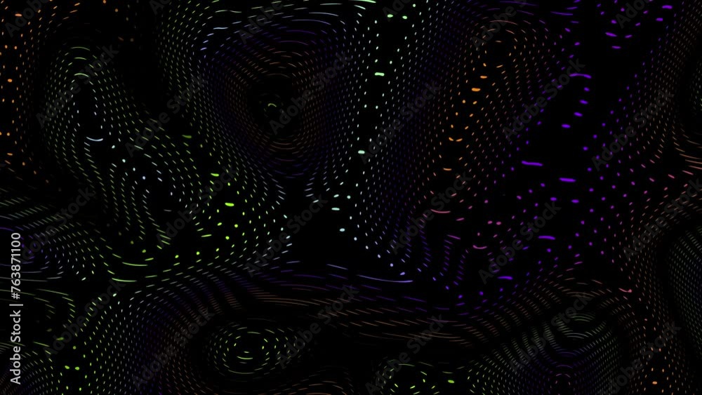 Aufkleber Animated abstract technology black background random dots and grid 4K. Random dots