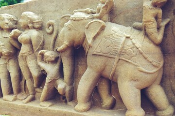medieval Handcrafted elephant sculptures with intricate details, capturing the majestic beauty of...
