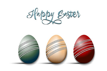 Happy Easter. Eggs shaped cricket balls