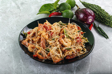 Thai Spicy Vermicelli Salad with Prawns