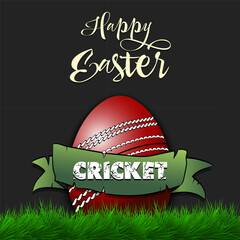 Happy Easter. Egg in the form of a cricket ball