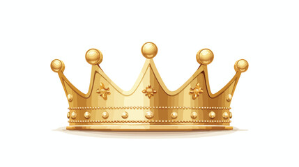 Gold crown flat vector isolated on white background