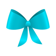 Vector realistic turquoise bow isolated on white background