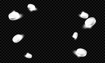 vector realistic silver coins explosion vector illustration