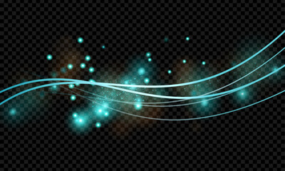Vector turquoise light wave effect with no background