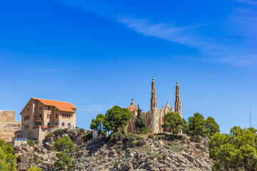 Modernist church on top of the rock in Novelda, Spain