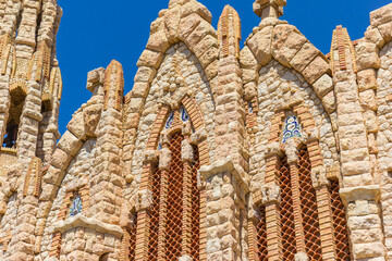 Decorative arches on the facade of the Maria Magdalena church in Novelda, Spain