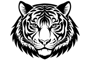 tiger head  silhouette  vector and illustration