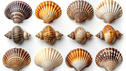 Set of cockle shells isolated on a white background