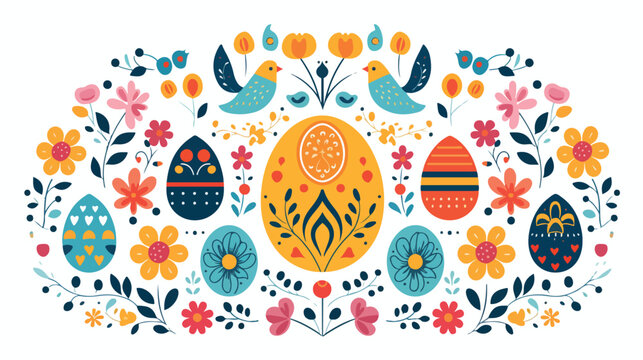 Happy Easter design flat vector isolated on white background
