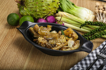 Roasted Thai eggplant with onion