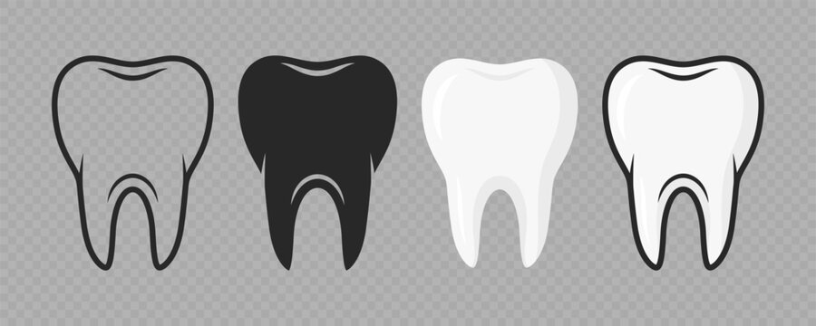 Vector Cartoon Tooth. Design Template for Promoting Dental Care and Toothpaste. Healthy Oral Hygiene Concept. Flat Vector Tooth. Front View