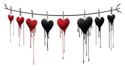Deurstickers Heart hung out to dry. A red bleeding heart hung on © Mishab
