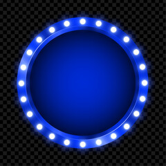 Vector light bulbs vintage neon glow circle frame vector