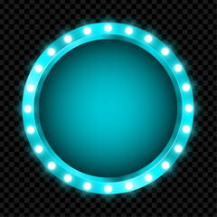 Vector light bulbs vintage neon glow circle frame vector