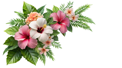 Corner style floral design isolated on transparent background. 