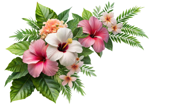Corner style floral design isolated on transparent background. 