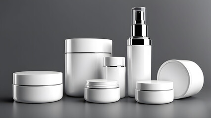 blank white cosmetic skincare makeup containers 3d render 