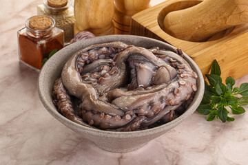 Raw cold octopus for cooking