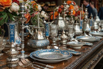 Fototapeta na wymiar table set and cutlery with ramadan theme advertising food photography
