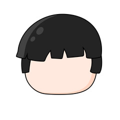 vector hair wig cartoon isolated on white background