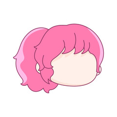 vector hair wig cartoon isolated on white background
