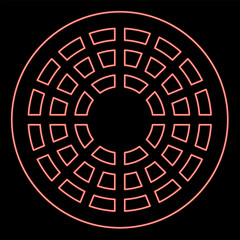 Neon sewer hatch manhole cover red color vector illustration image flat style - 763877361