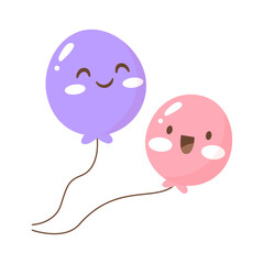 vector kawaii birthday balloon on white background