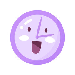 vector illustration of turquoise alarm clock with cheerful emotion. winks