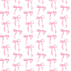 Coquette seamless pattern ribbon bow pink
