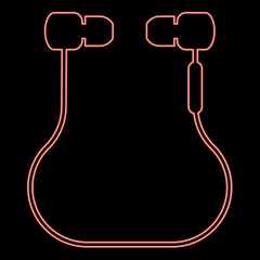 Neon vacuum headphones wired wireless red color vector illustration image flat style - 763878113