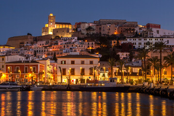 Fototapeta na wymiar Ibiza old town and the harbor nightlife, Ibiza Island, Balearic Islands, Spain
