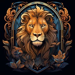 Obraz premium lion portrait , illustration art nouveau