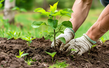 hands planting tree