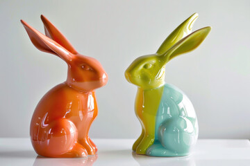 Contemporary Easter bunny interpretations with vibrant colors