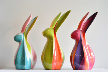 Contemporary Easter bunny interpretations with vibrant colors