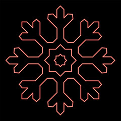 Neon snowflake red color vector illustration image flat style - 763880947