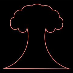 Neon nuclear explosion burst mushroom explosive destruction red color vector illustration image flat style