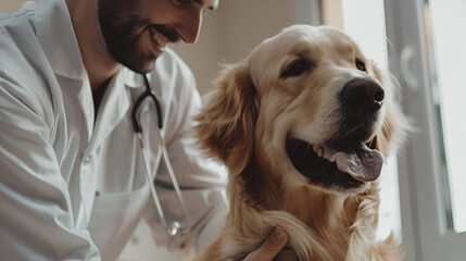 veterinarian with dog