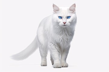 a white cat with blue eyes