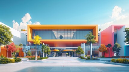 Futuristic Minimal Modern Educational Center for Secondary School. Ideal for Educational Events, Open House, Back to School Banners, and University Promotions.