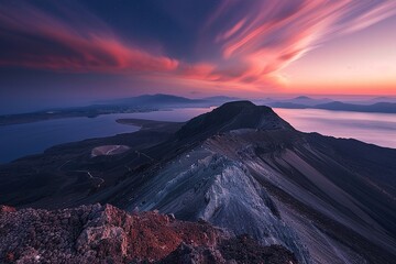 Fototapeta premium Long exposure beautiful high angle view landscape photography of Acatenango Volcano
