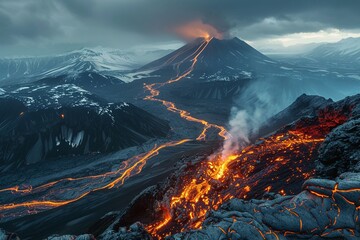 Long exposure beautiful high angle view landscape photography of  Acatenango Volcano